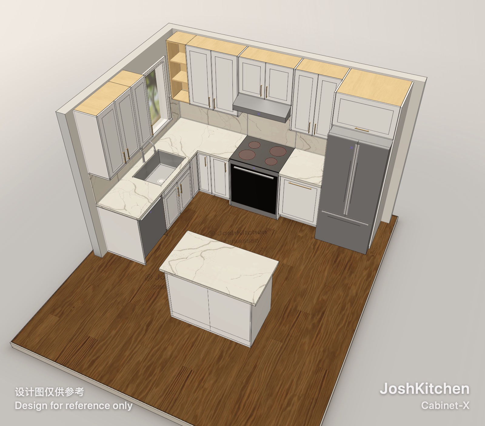 L-Shape Kitchen with White Shaker Cabinets — view 9