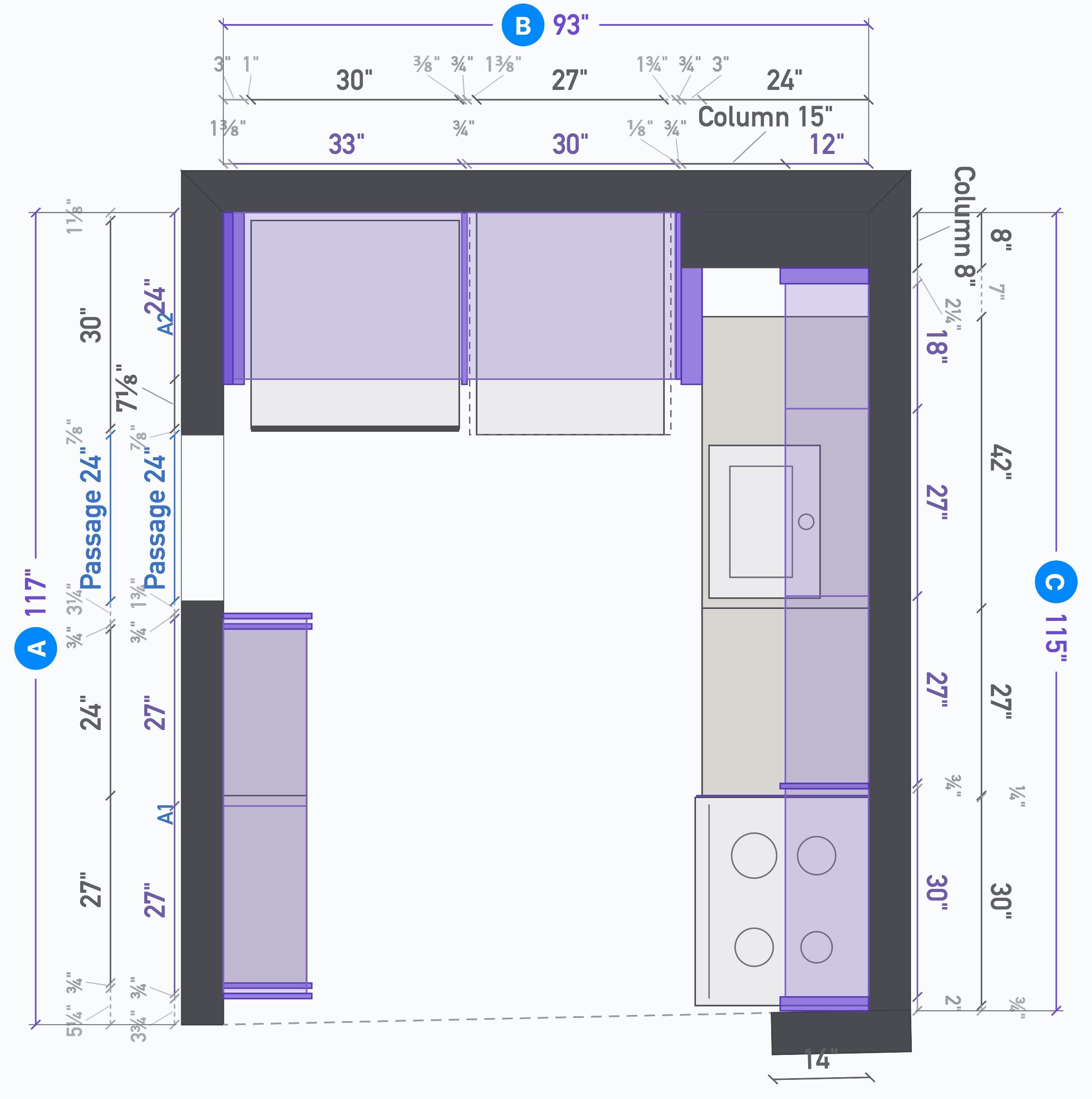 U-Shape Kitchen with Grey Shaker Cabinets — view 6