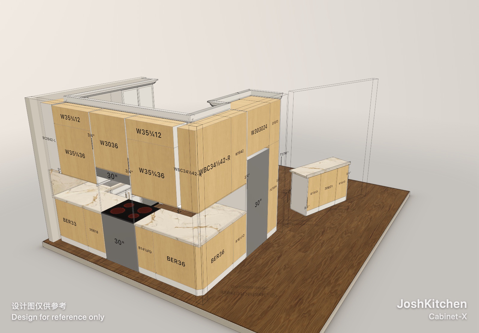 U-Shape Kitchen with White Shaker Cabinets — view 3