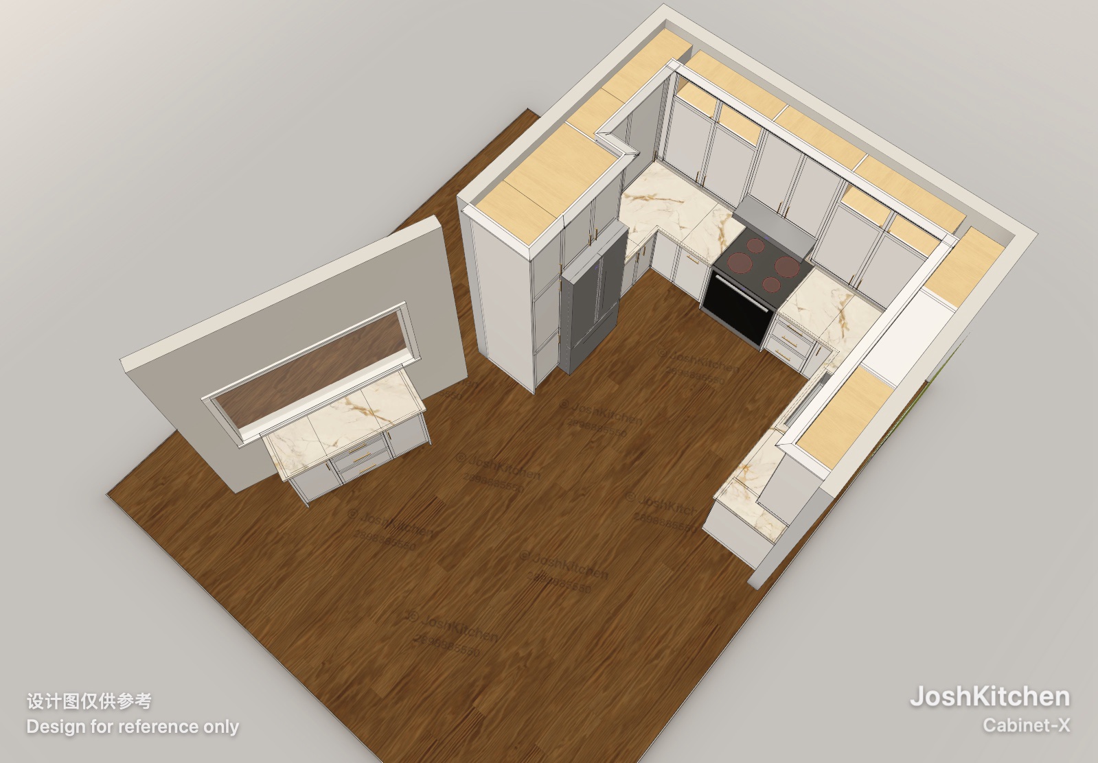 U-Shape Kitchen with White Shaker Cabinets — view 6
