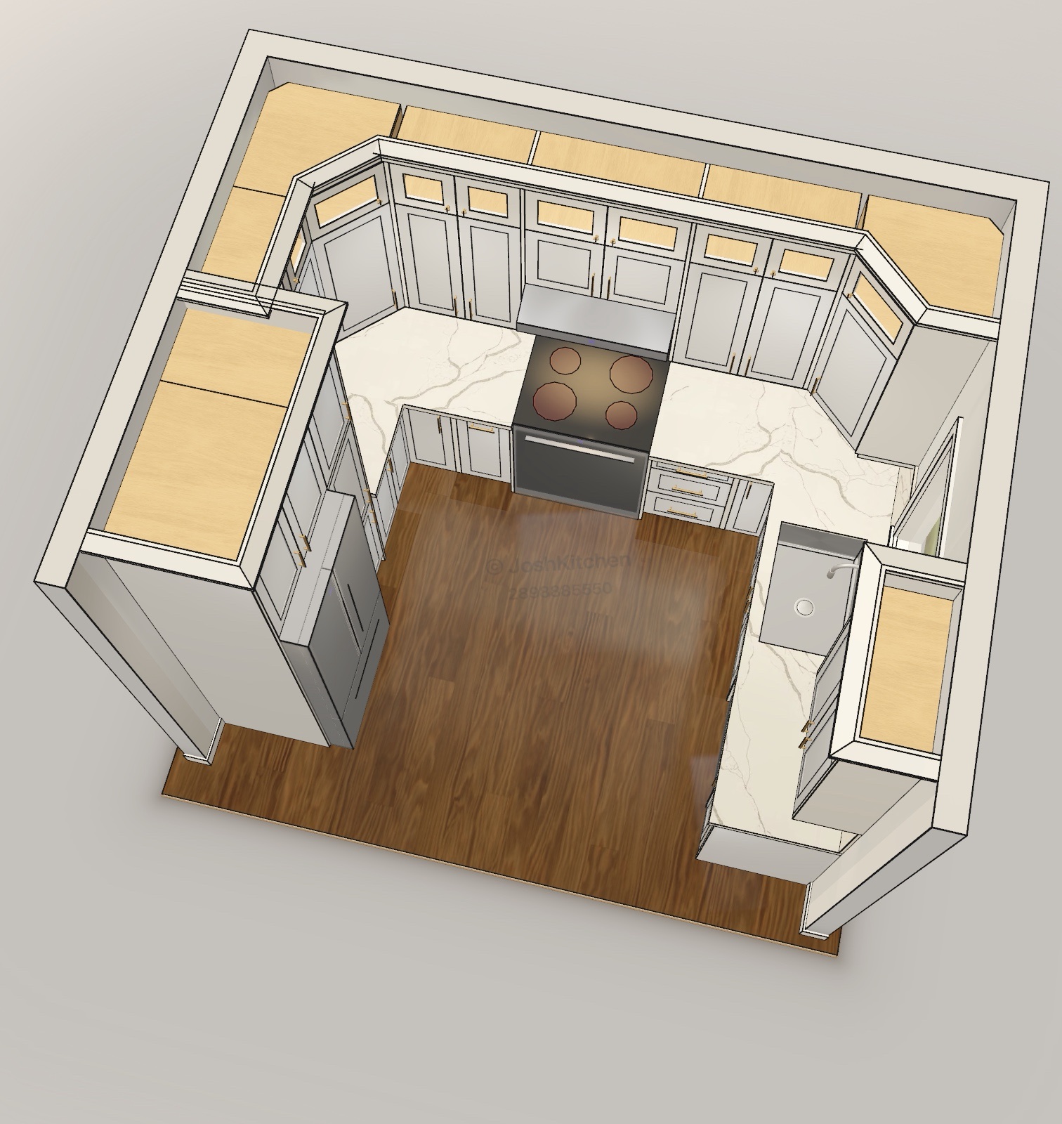 U-Shape Kitchen with White Shaker Cabinets — view 7